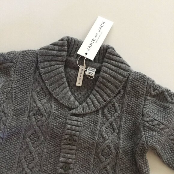 NWT Janie and Jack Gray Cable Knit Cardigan - Picture 3 of 4